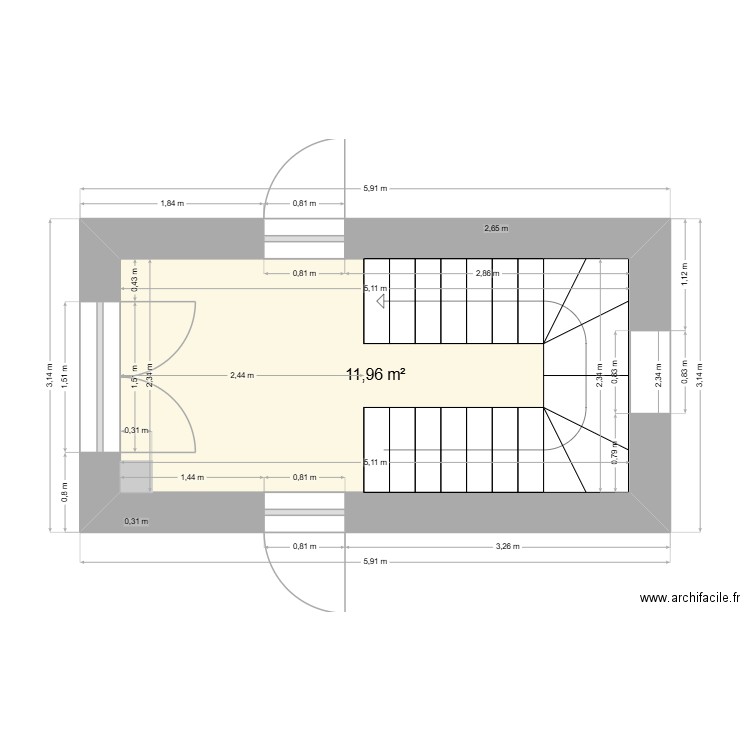 Entrée. Plan de 1 pièce et 12 m2