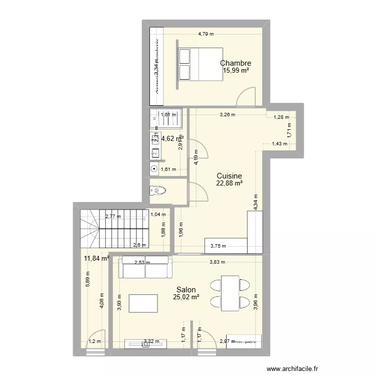 Avessac Boulangerie RDC. Plan de 6 pièces et 82 m²