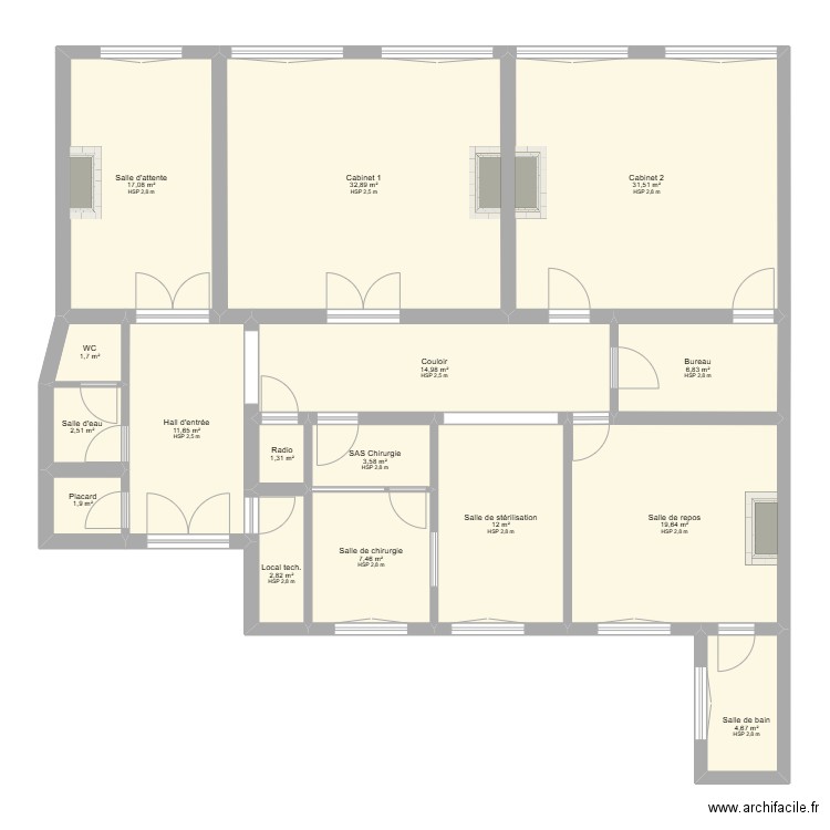 GENTLE IT LILLE - PLAN DES EXISTANTS Epuré. Plan de 16 pièces et 173 m2