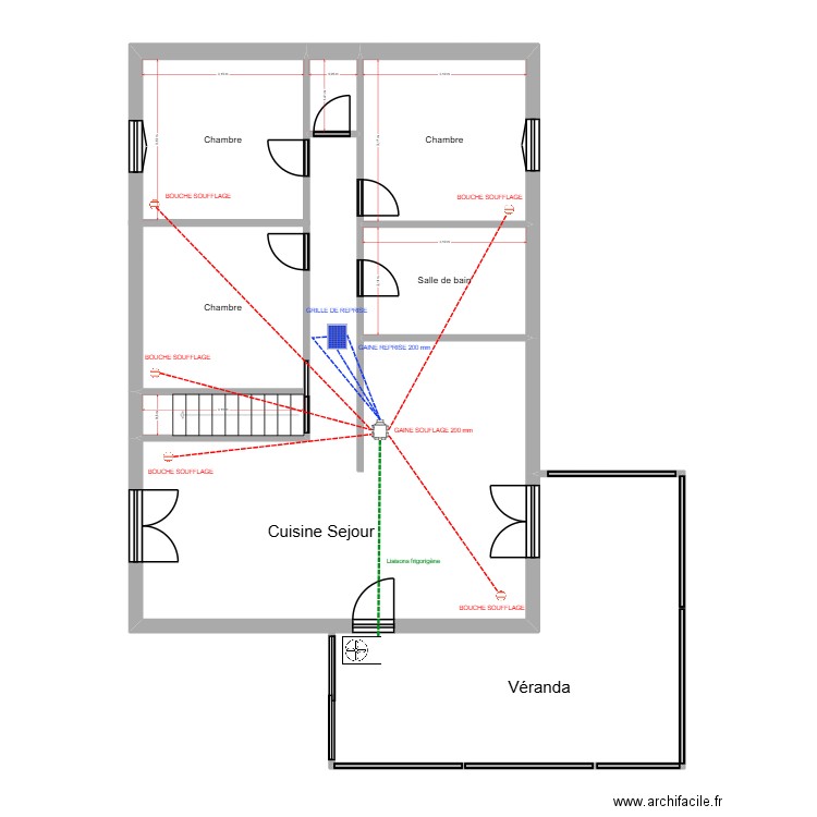 LARDEUX. Plan de 6 pièces et 41 m2