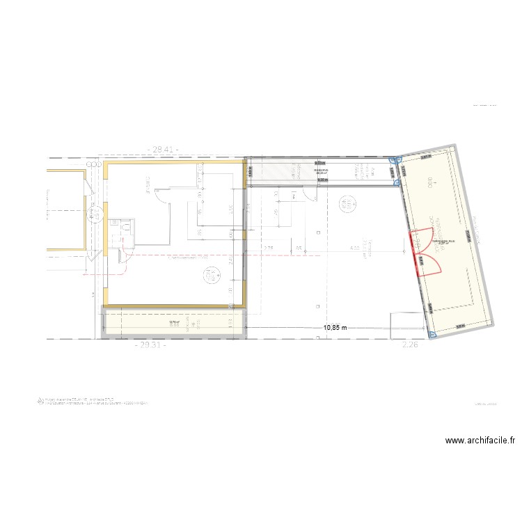 Projet derive v2. Plan de 3 pièces et 69 m2