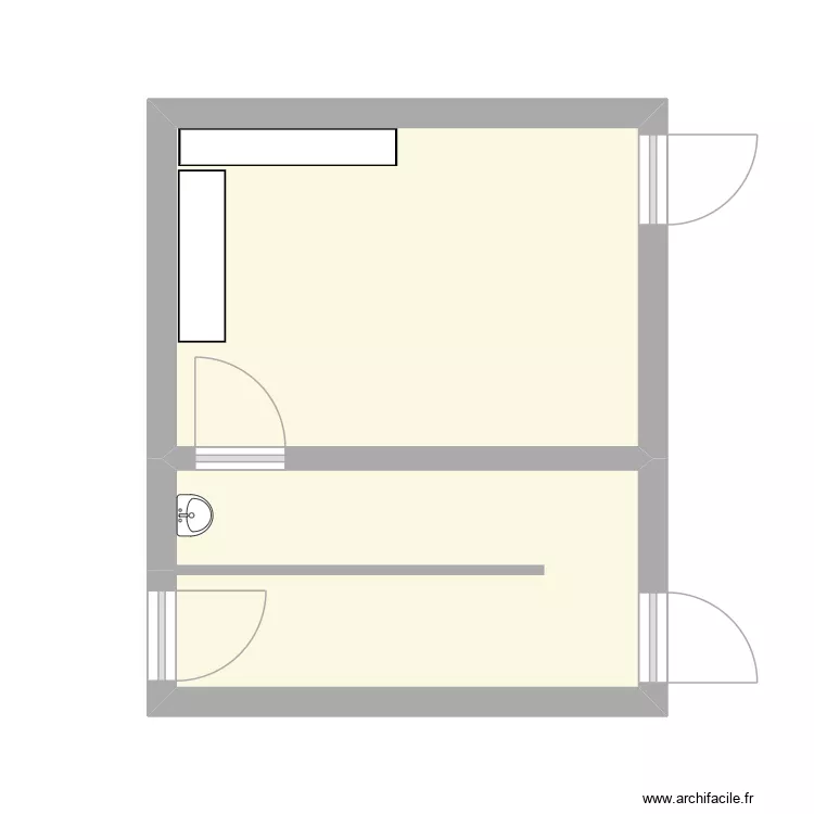 sas P6 actuel. Plan de 2  et 19 m²