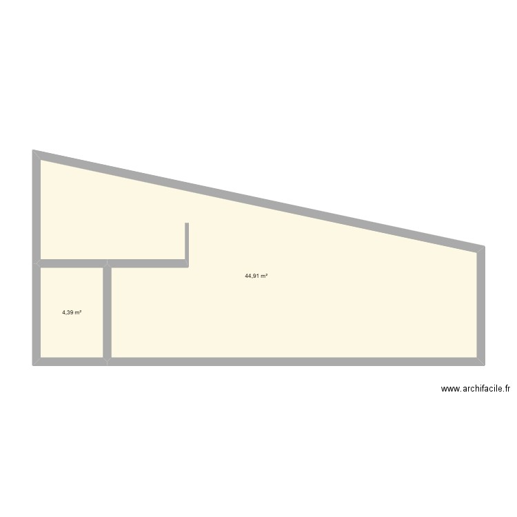 perspective. Plan de 2 pièces et 49 m2