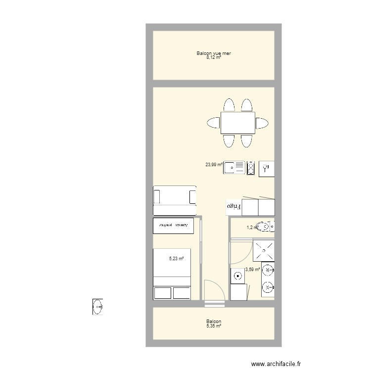 Corse nouveau plan V2. Plan de 6 pièces et 47 m2
