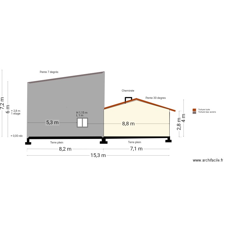 Plan coupe ouest a556c76t54s5j. Plan de 0 pièce et 0 m2
