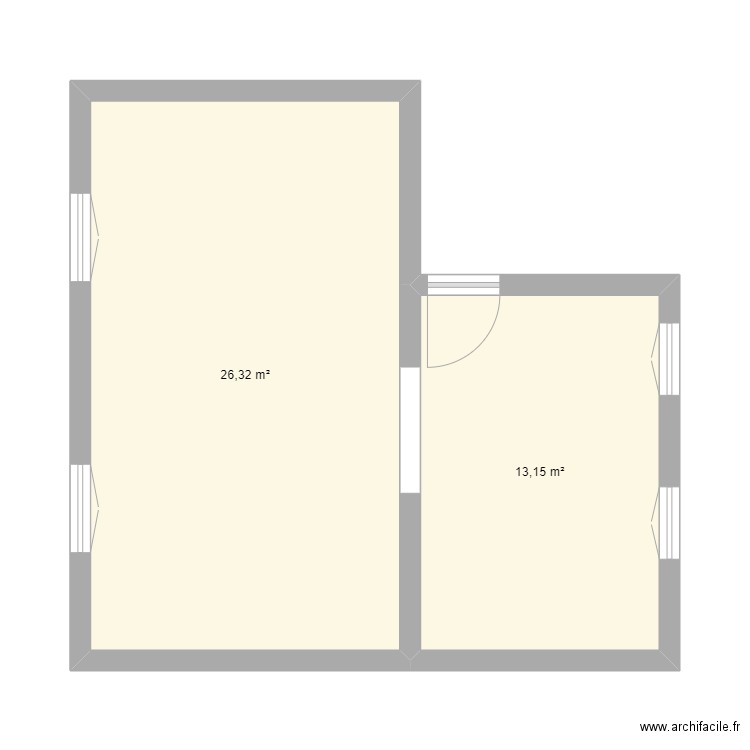 Jules Ferry - A - RDC. Plan de 2 pièces et 39 m2