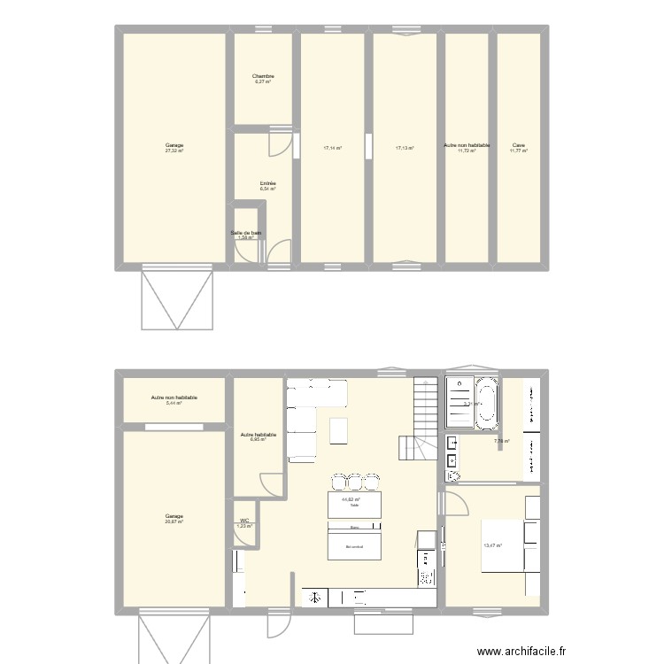 Maison Bellegarde. Plan de 16 pièces et 203 m2