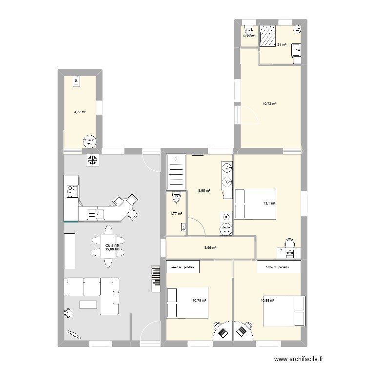 cogn1. Plan de 11 pièces et 105 m2
