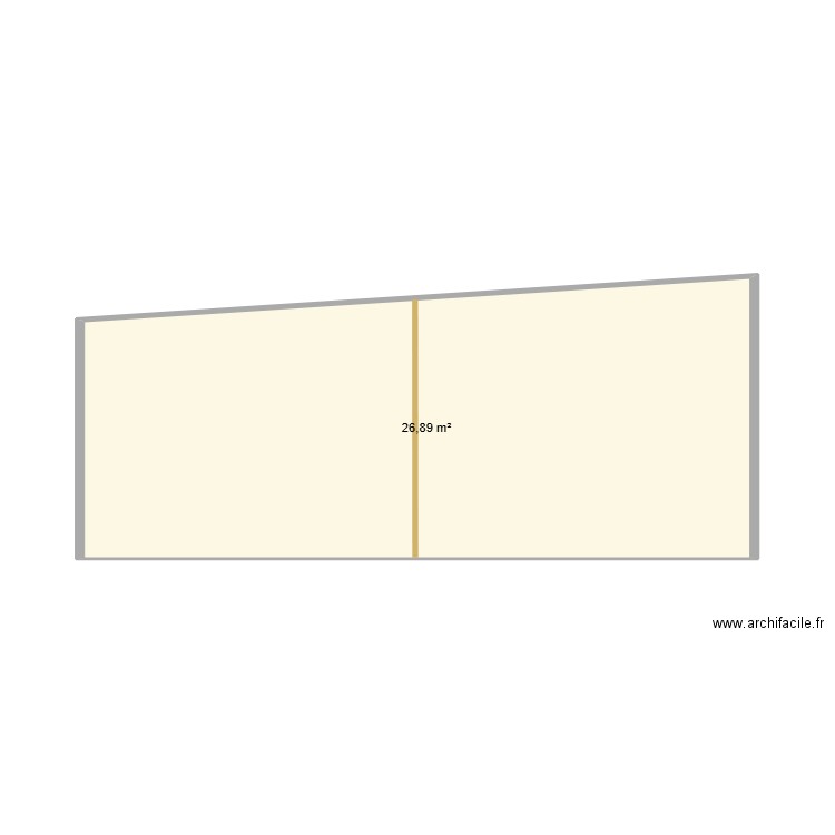 coupe. Plan de 1 pièce et 27 m2