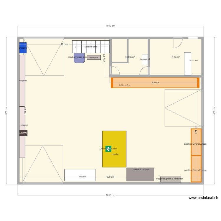 loc d'à côté pour essai. Plan de 3 pièces et 76 m2