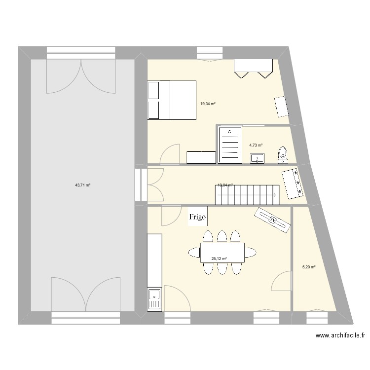 B MOR. Plan de 6 pièces et 108 m2