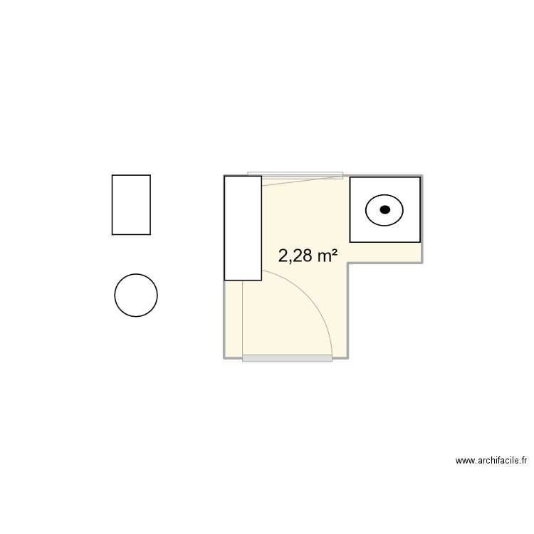 buanderie. Plan de 1 pièce et 2 m2