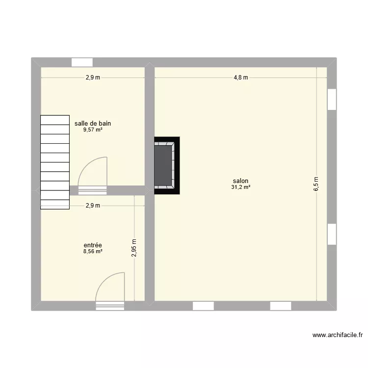 Maison rdc. Plan de 3  et 49 m²