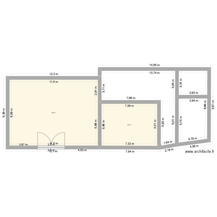 jean et dominique. Plan de 2 pièces et 139 m2