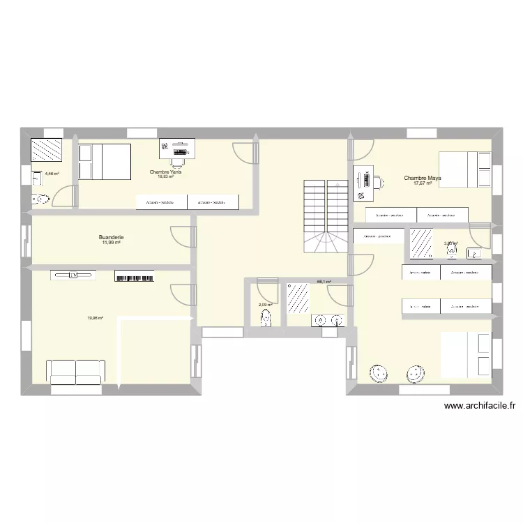 Etage projet. Plan de 8  et 145 m²