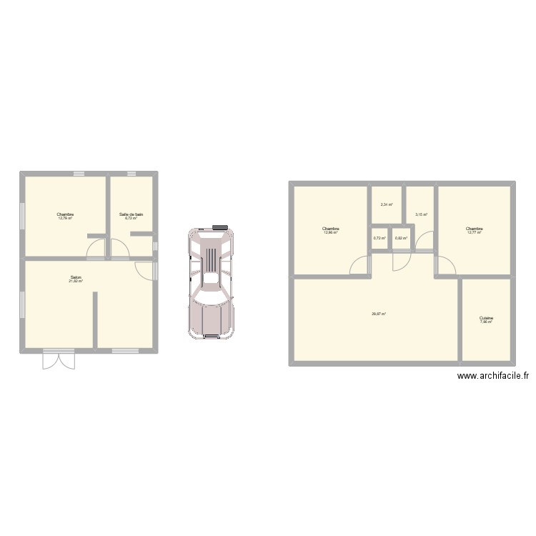 PROJET. Plan de 11 pièces et 112 m2