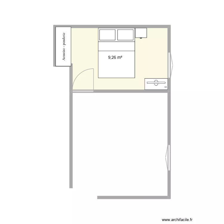 travaux. Plan de 1  et 9 m²