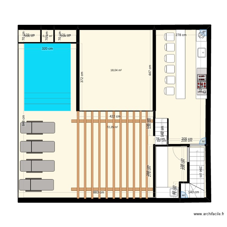 riad Kasbah 2 terrasse. Plan de 5 pièces et 92 m2