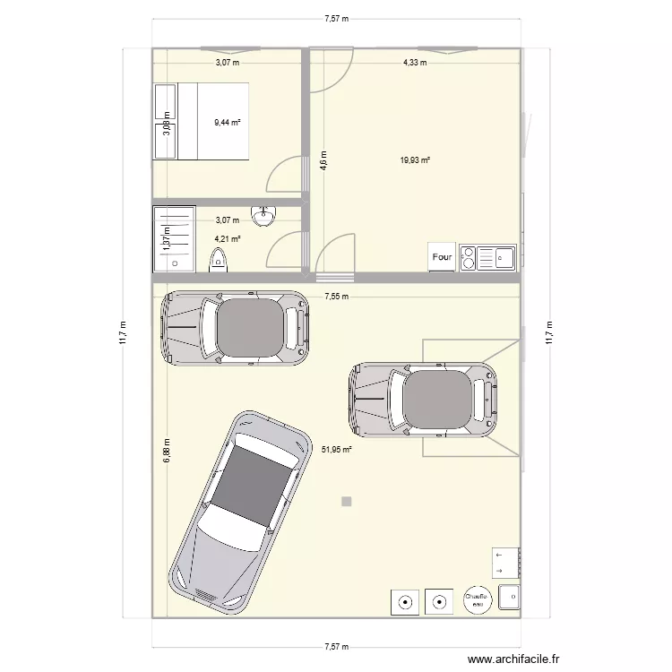 plan avec local entree. Plan de 12  et 213 m²