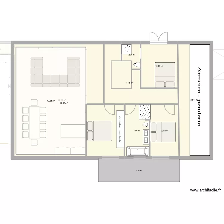 Maison porche entrée. Plan de 17 Pièces et 314 m² Maison porche entrée. Plan de 17 Pièces et 314 m²