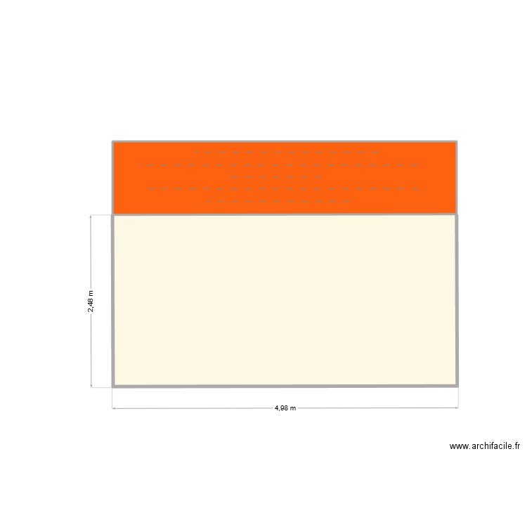 façade sud. Plan de 2 pièces et 17 m2