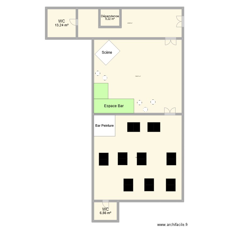Plan Projet Pint'ure Night. Plan de 6 pièces et 299 m2