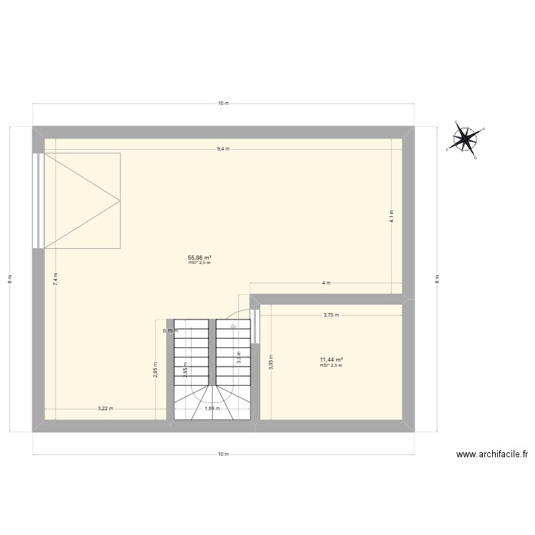 RDZ_V2. Plan de 2 pièces et 67 m2