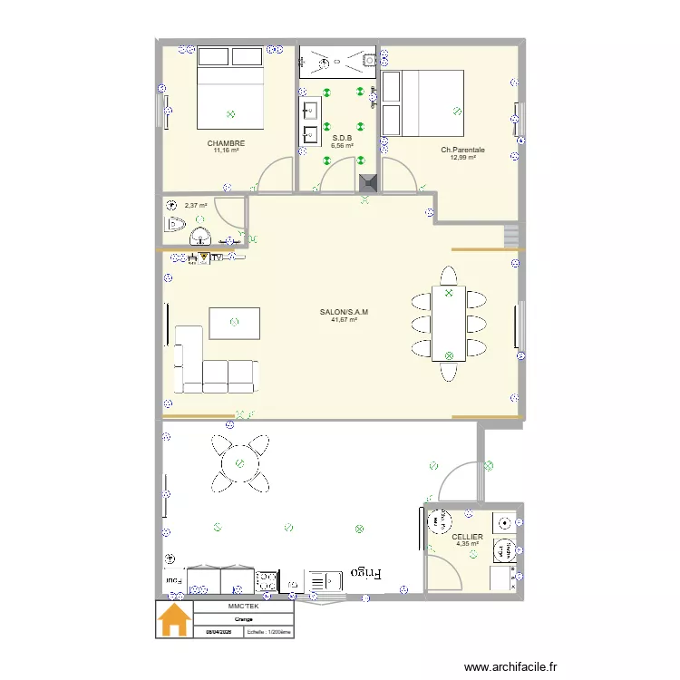 Grange. Plan de 6  et 79 m²
