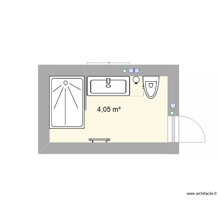 sdb. Plan de 1 et 4 m² sdb. Plan de 1 et 4 m²