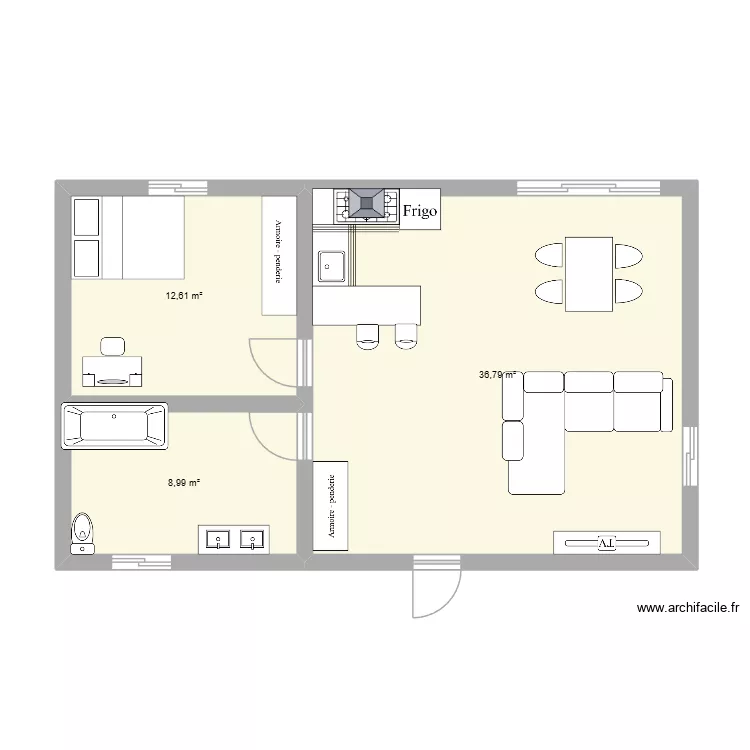 17/12 appart. Plan de 3  et 58 m²