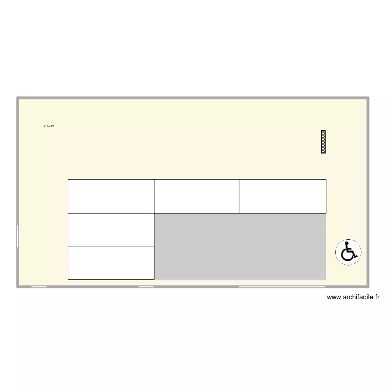 Terrasse. Plan de 1  et 217 m²