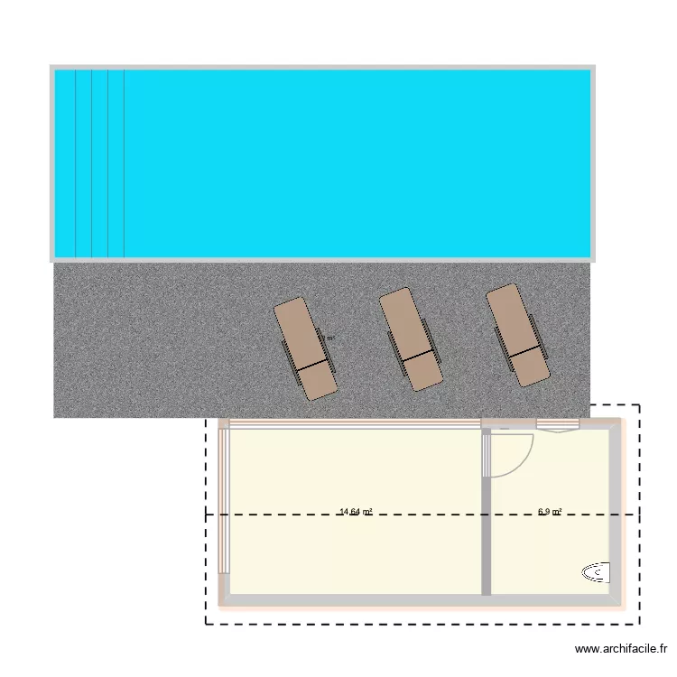 poolhouse. Plan de 2 Pièces et 22 m² poolhouse. Plan de 2 Pièces et 22 m²