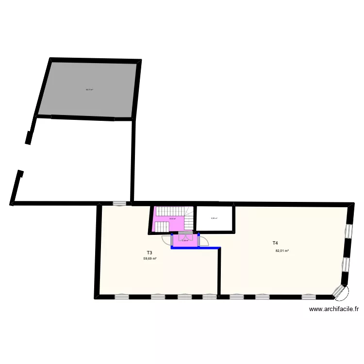 R+3 Jean baptiste perdrault. Plan de 6 pièces et 196 m²