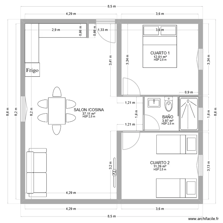 Casa de juan. Plan de 4  et 64 m²