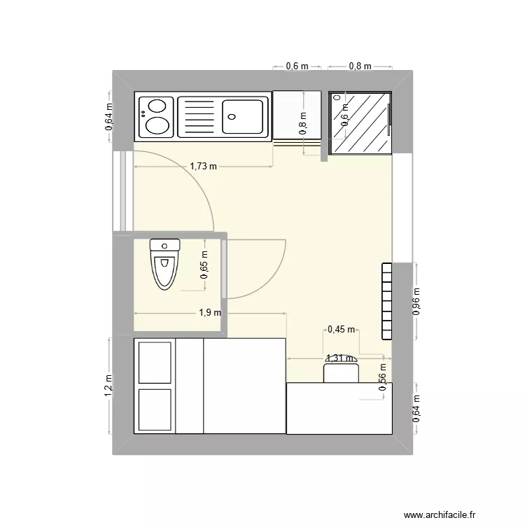 CH 201 - IMMEUBLE CLUSES version 4. Plan de 2 et 13 m² CH 201 - IMMEUBLE CLUSES version 4. Plan de 2 et 13 m²