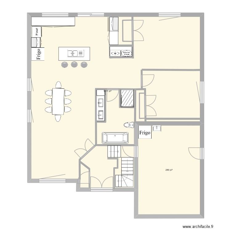 pierre. Plan de 2 pièces et 139 m2