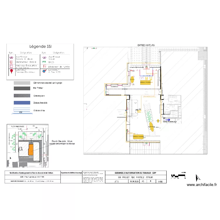 Saint-Fons plan atrium avec mobilier. Plan de 
