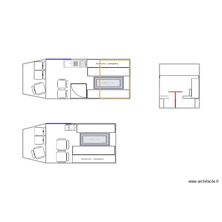 fourgon l3h2. Plan de 6 pièces et 12 m2