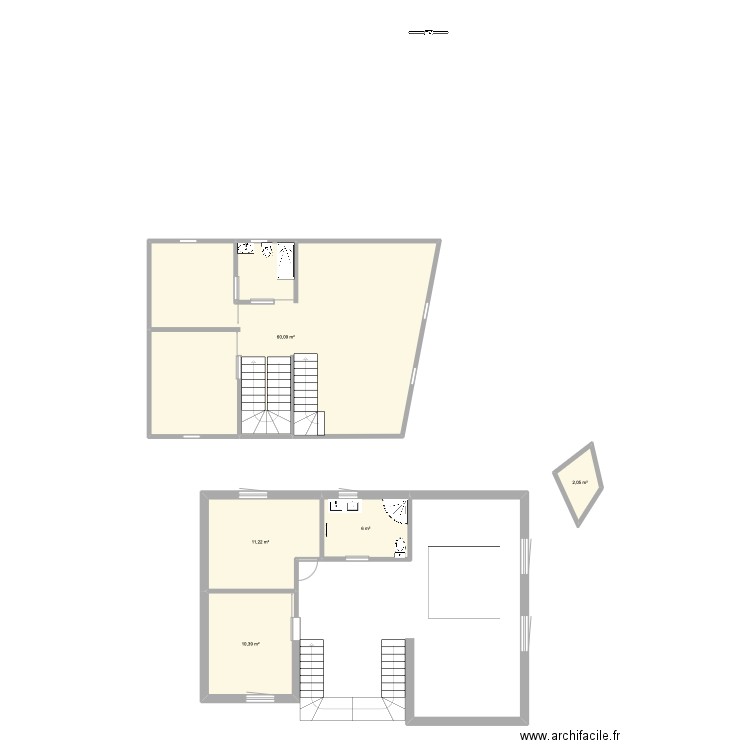 plan etage. Plan de 2 pièces et 128 m2