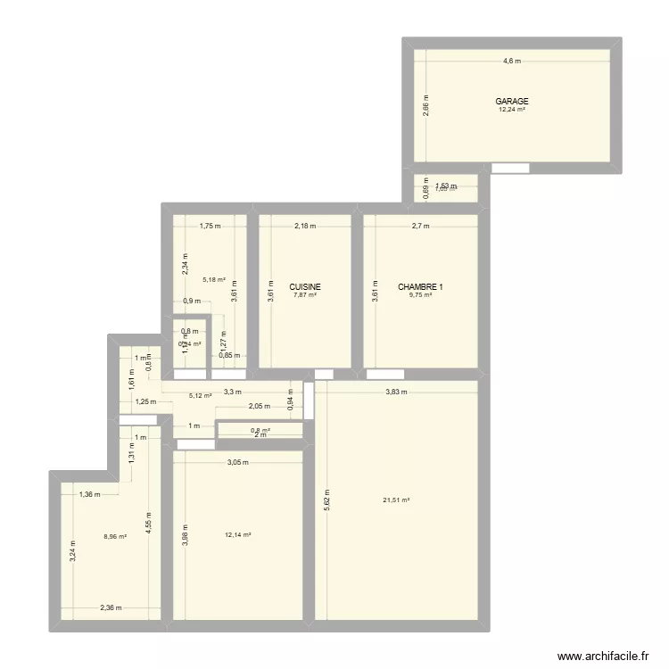 maison 3. Plan de 11 pièces et 89 m²