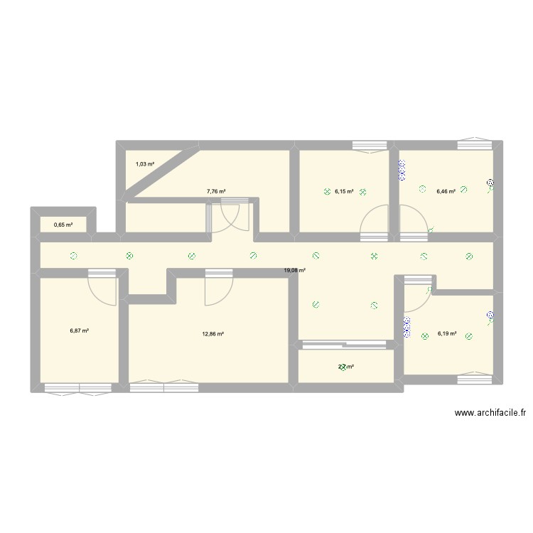 appart. Plan de 10 pièces et 70 m2