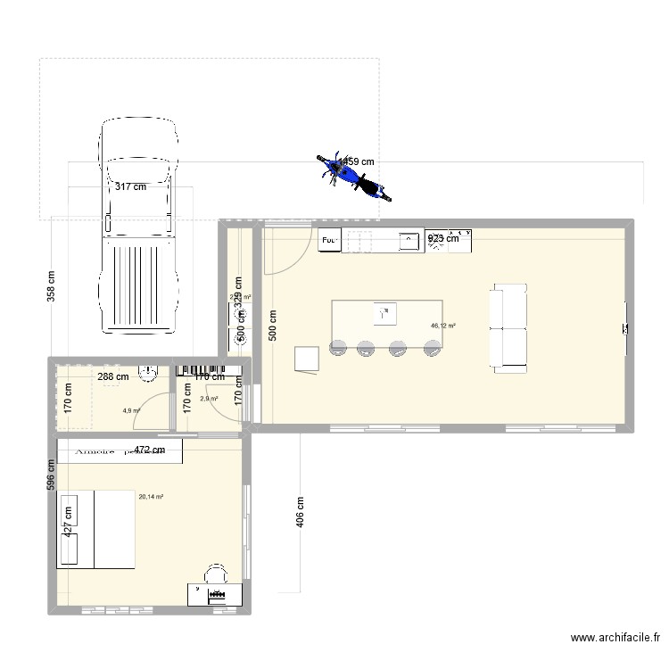 100. Plan de 5 pièces et 76 m2