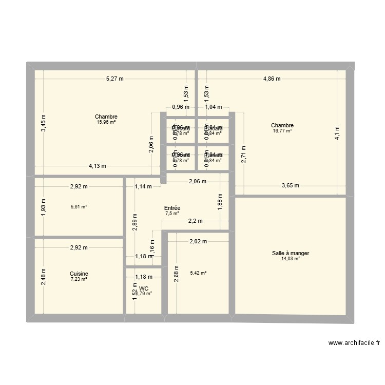 feugre etage. Plan de 12 pièces et 78 m2