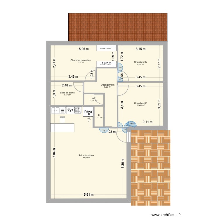 PLAN MAISON. Plan de 8 pièces et 83 m2