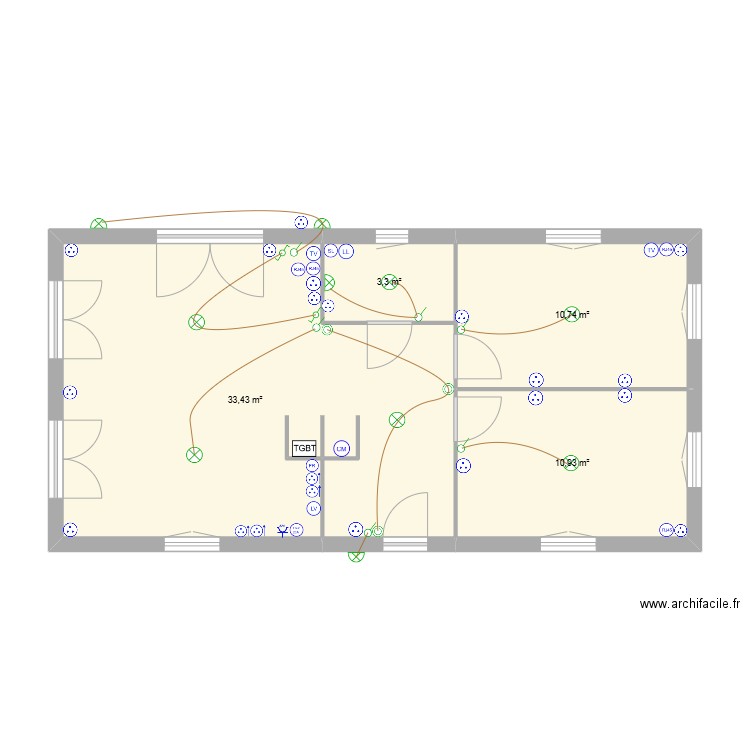 villaume 1. Plan de 4 pièces et 58 m2
