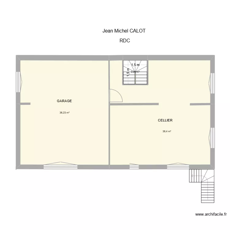 CALOT RDC. Plan de 3  et 77 m²