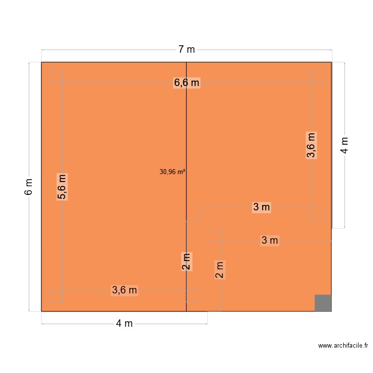 chantier laurence. Plan de 1 pièce et 31 m2