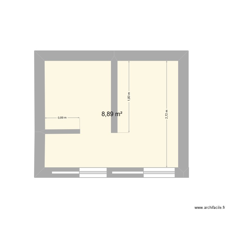 Bureau. Plan de 1 pièce et 9 m2