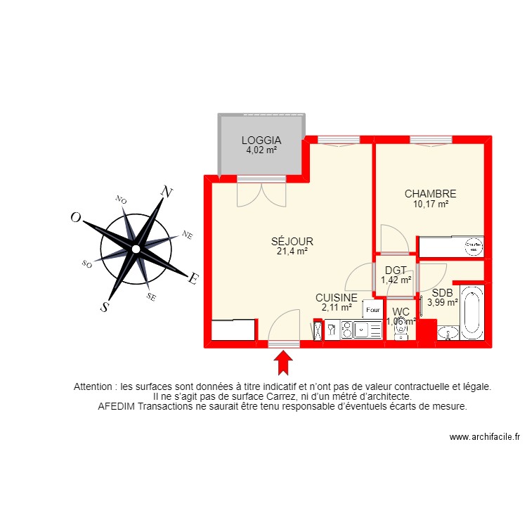 BI17540 -. Plan de 9 pièces et 58 m2