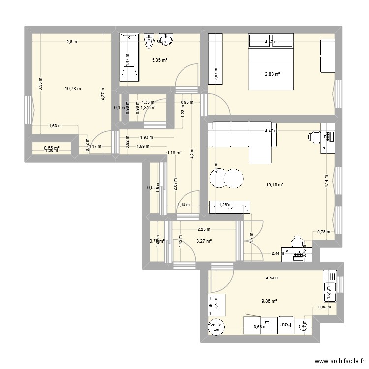 Plan Montrouge. Plan de 12 pièces et 71 m2